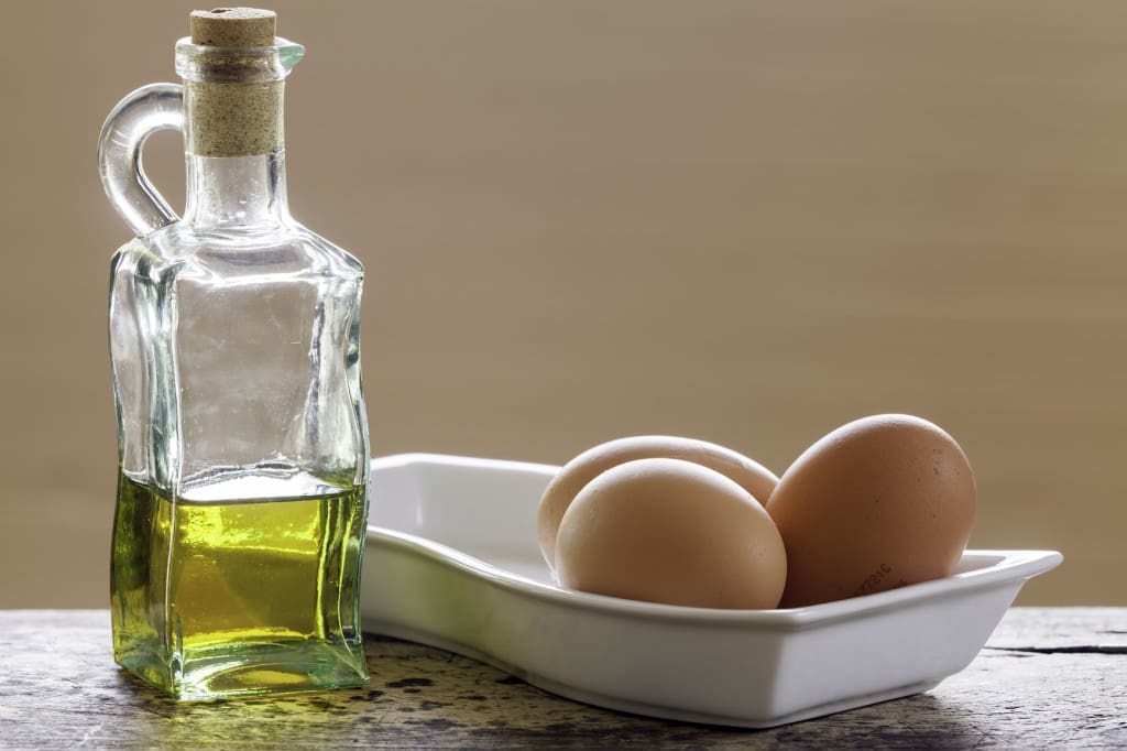 eggs with a bottle of oil